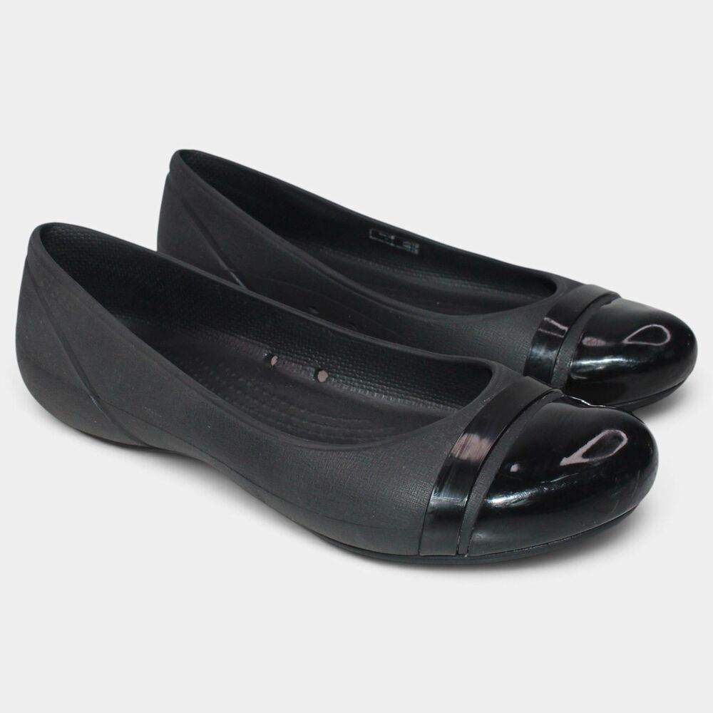 Crocs Cap Toe Flat 12300 Women's 9 Black Ballet Shoes
